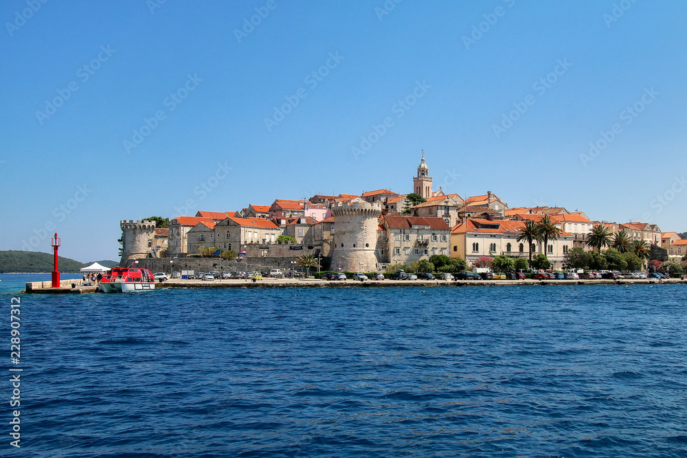 Wall mural view of korcula old town, croatia