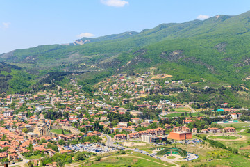 Fototapeta na wymiar Aerial view on the old town Mtskheta in Georgia