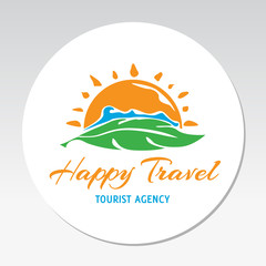 Print logo tourism agency sun sea label vector