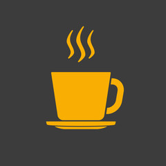 Coffee cup icon with steam. Hot drink logo. Vector illustartion.
