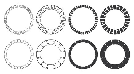 Set of hand drawn round frames. Tribal and geometric decorative design elements. Circle ornaments. Hand drawn clip art.