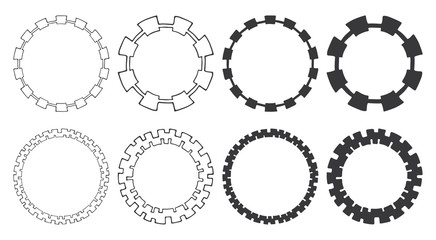 Set of hand drawn round frames. Tribal and geometric decorative design elements. Circle ornaments. Hand drawn clip art.