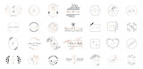 Big set of Wedding monogram logos collection, hand drawn modern minimalistic and floral templates for Invitation cards, Save the Date, elegant identity for restaurant, boutique, cafe in vector