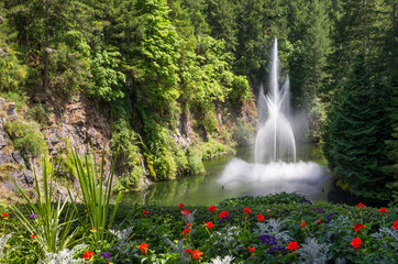 Fountain in Beautiful Garden Pond