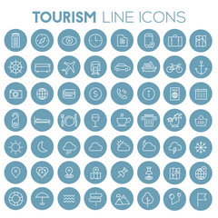 Trendy big tourism and travel icons collection