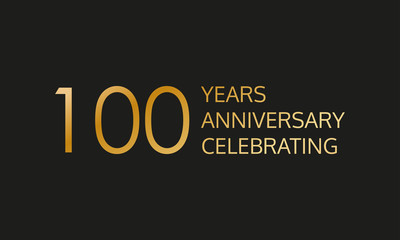 100 years anniversary logo. 100th anniversary celebration label. Design element or banner for birthday, invitation, wedding jubilee. Vector illustration.