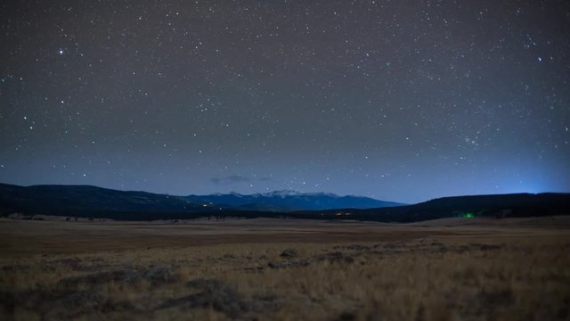 moonlight to dawn time-lapse of stars moving across the moreno valley, new mexico