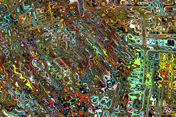 Multicolored twirl loop and spotted abstract mess-up pattern. Comic background.
