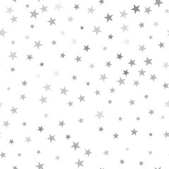Seamless pattern with silver stars. Silver stars confetti celebr