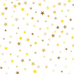 Fototapeta na wymiar Seamless pattern with gold stars. Gold stars confetti celebratio