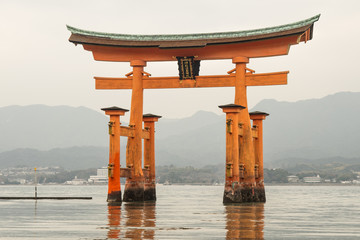 hiroshima torii gate in water