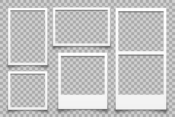 Empty white photo frame - vector