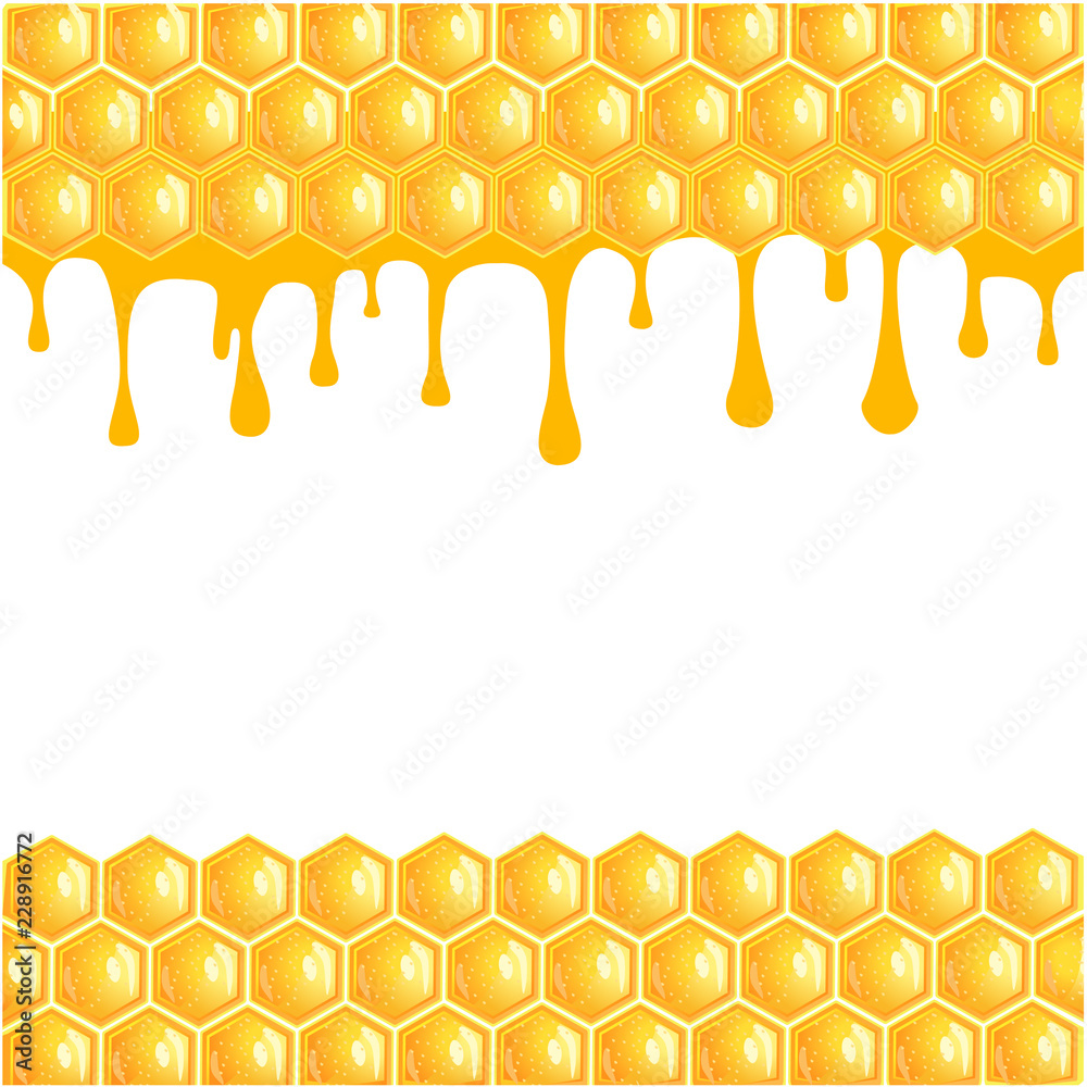 Aufkleber honeycomb background with flowing honey – stock vector