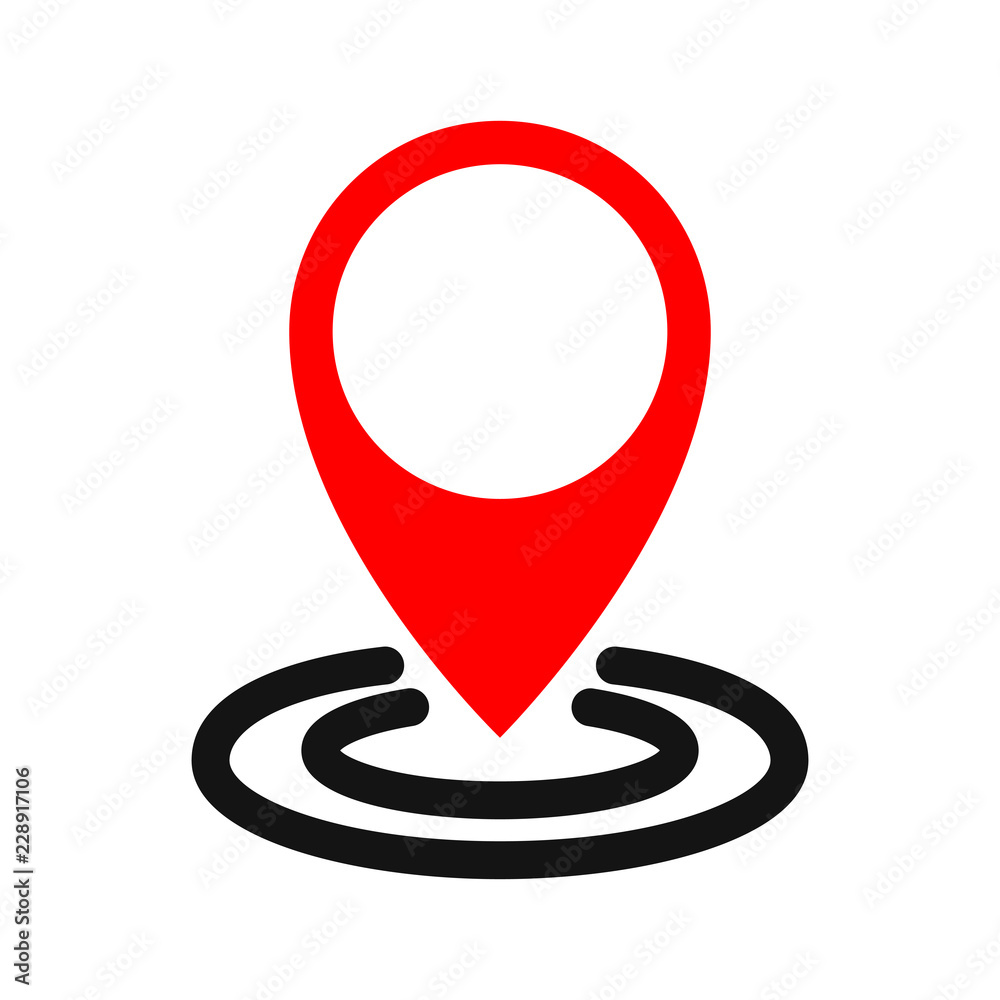 Aufkleber Pin map marker pointer icon, GPS location flat symbol – vector
