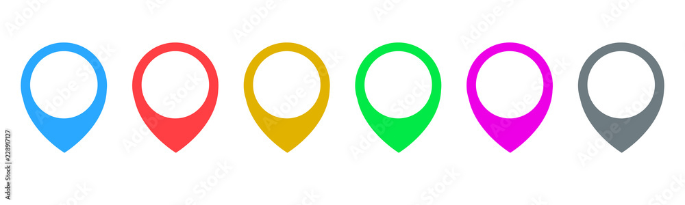 Poster Pin map marker pointer icon, GPS location flat symbol – vector