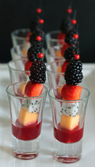 fruit skewer in glass