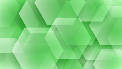 Abstract background of hexagons and halftone dots in light green colors