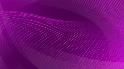 Abstract background of curved surfaces and halftone dots in purple colors