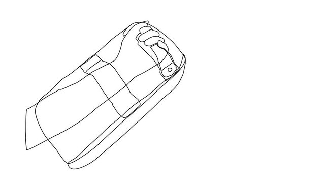Animated sketch vector self drawing doodle wearing kickboxing sparring arm pad drawn in black changes to color illustration