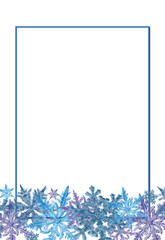 Obraz premium Frame Template Decorated with Snowflake Border. Text Space Isolated on White. Christmas, New Year, and Winter Holidays Print, Card, Invitation, Announcement, Advertisement etc.