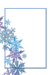 Rectangular Frame Template Decorated with Snowflake Wreath and Shadow. Christmas, New Year, and Winter Holidays Print, Card, poster, Invitation, Display, and other Decorative Printable.