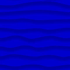 Abstract seamless pattern of wavy lines with shadows in blue colors