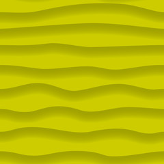 Abstract seamless pattern of wavy lines with shadows in yellow colors