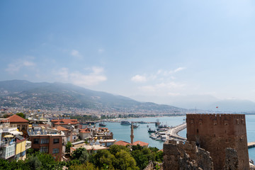View of Alanya harbor before sunset. Nice sea landscape.