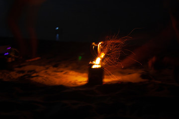 Campfire on the seaside.