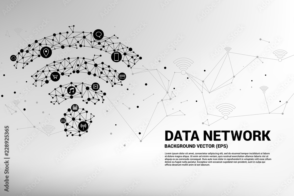 Poster Vector Polygon mobile data icon. Concept for data transfer of  mobile and wi-fi data network.