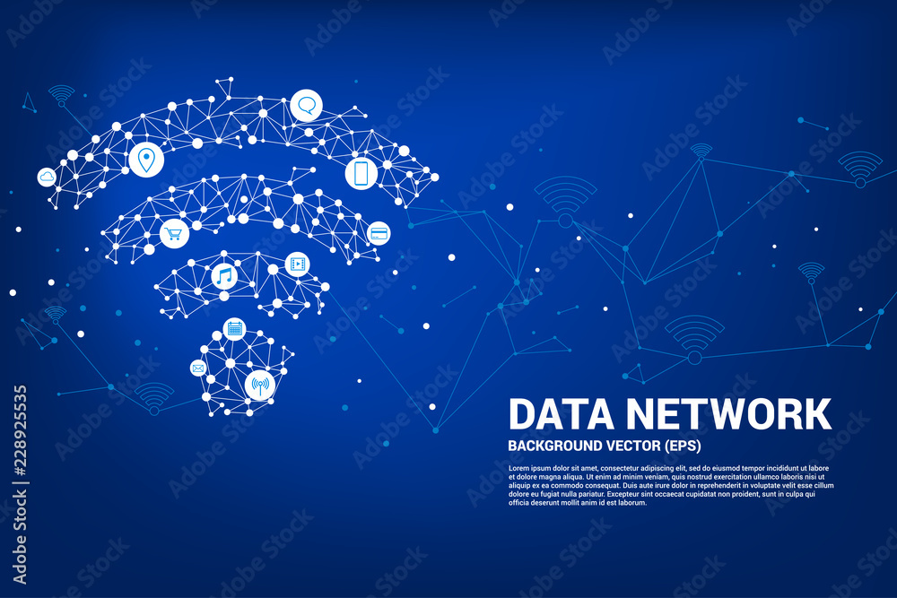 Poster Vector Polygon mobile data icon. Concept for data transfer of  mobile and wi-fi data network.