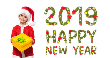 Boy holding a christmas gift