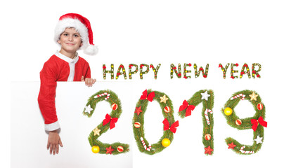 Boy holding a christmas poster