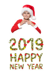 Boy holding a christmas poster