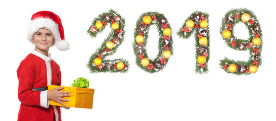 Boy holding a christmas gift