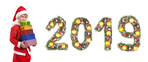 Boy holding a christmas gift