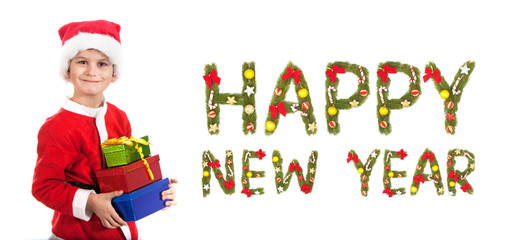 Boy holding a christmas gift