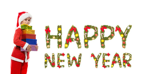 Boy holding a christmas gift