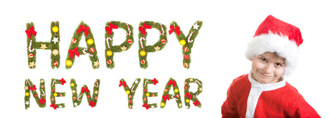 Boy dressed as Santa Claus