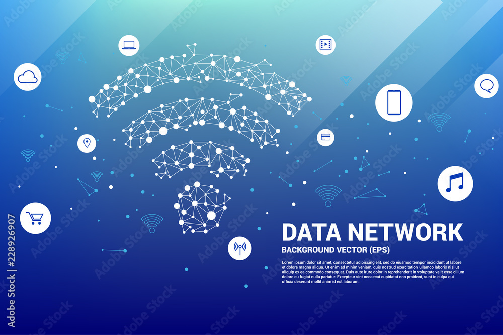 Aufkleber Vector Polygon mobile data icon. Concept for data transfer of  mobile and wi-fi data network.