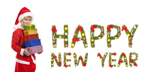 Boy holding a christmas gift