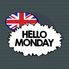 Text sign showing Hello Monday. Conceptual photo Greeting Positive Message for a new day Week Starting.