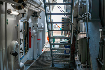 View of ship's or vessel deck. Marine job onboard.