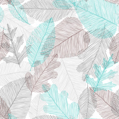 Beautiful seamless doodle pattern with leaves sketch. design background greeting cards and invitations to the wedding, birthday, mother s day and other seasonal autumn holidays