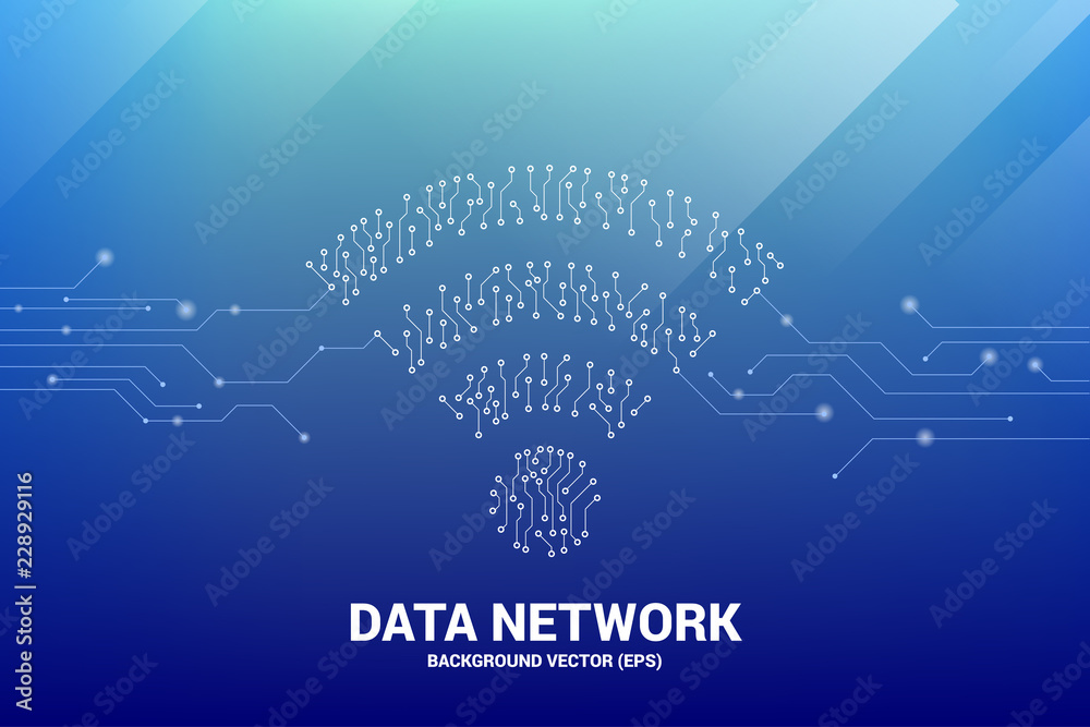Aufkleber Vector dot connect line circuit board style mobile data icon. Concept for data transfer of mobile and wi-fi data network.