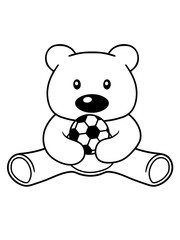 spielen fußball sport verein ball bär süß niedlich sitzen klein comic cartoon clipart design teddy grizzly grizzlybär sitzend dick lustig