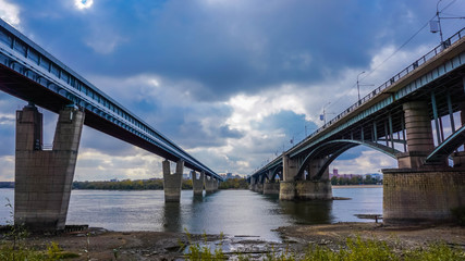 Fototapeta na wymiar Two bridges over the river