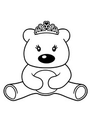 prinzessin mädchen königin krone hübsch weiblich girl bär süß niedlich sitzen klein comic cartoon clipart design teddy grizzly grizzlybär sitzend dick lustig
