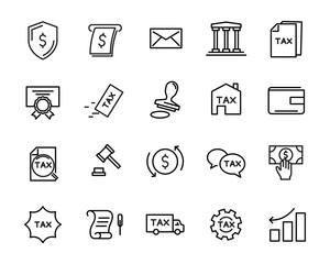 set of money line icons, such as currency, finance, digital, percent