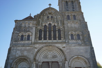 Fototapeta na wymiar Vezelay, France-October 16, 2018: Basilica Sainte-Marie-Madeleine in Vezelay